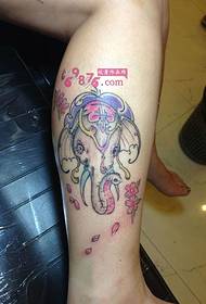 χαριτωμένο ροζ μωρό ελέφαντα εικόνα τατουάζ ποδιών