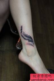 woman's foot personality cute feather tattoo pattern