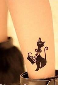 girl feet small fresh flower cat tattoo pattern picture