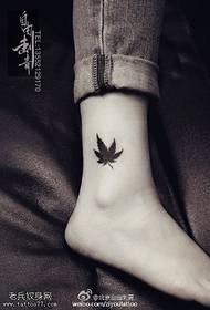 Small fresh ankle maple leaf tattoo pattern