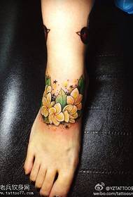 instep color flower tattoo pattern