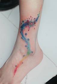 Vaivorykštės meteoro kulkšnies tatuiruotės paveikslėlis