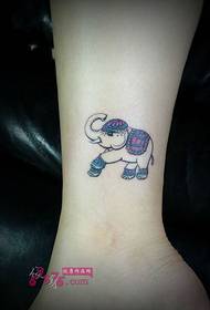 cute little color elephant ankle tattoo picture