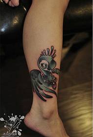 ankle color swan tattoo pattern