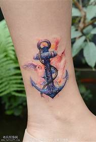 Foot color anchor tattoo picture