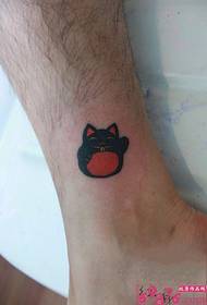 cute lucky cat ankle tattoo picture
