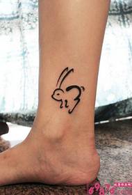 simple line rabbit creative ankle tattoo picture