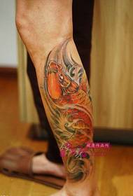 traditionell röd bläckfisk kalv tatuering bild