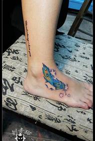 Instep color feather tattoo pattern