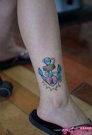 characteristic anchor heart lock ankle tattoo picture