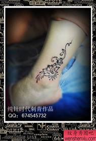 girl ankle Beautifully popular lotus vine tattoo pattern