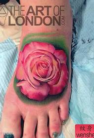 Beautiful European and American colored rose tattoo designs on the instep