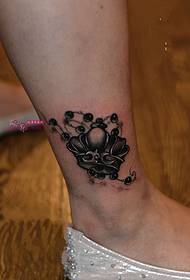 Black Grey Little Crown Ankle Tattoo Picture