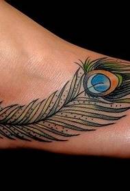 instep beautiful peacock feather tattoo picture