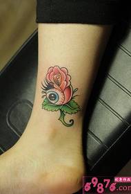 girl ankle flower eye tattoo pattern picture