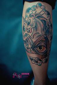 creative unicorn triangle eye flower calf tattoo picture