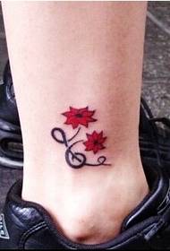 female foot sexy little red flower tattoo pattern picture