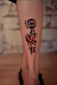 Creative Key Eye Ankle Tattoo Picture