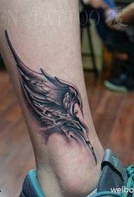 ankle mechanical wing tattoo pattern