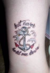 girls feet fashion iron anchor Personality tattoo picture