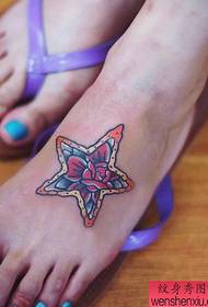 instep star blomma tatuering arbete