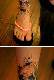 Kreatyf inket skedel Ankle Tattoo Picture