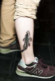 calf black gray squid ankle tattoo picture