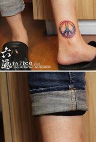 popular good-looking color anti-war symbol tattoo pattern at the ankle