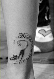 personality female ankle beautiful cat tattoo picture picture