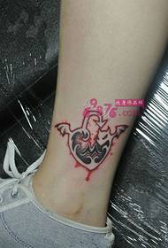 маленький свіжий чорт серце блокування щиколотки малюнок татуювання