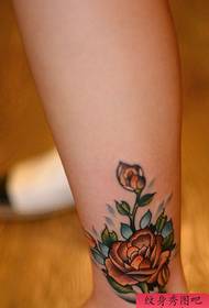 an ankle rose tattoo pattern