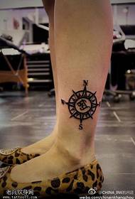 Women's ankle compass tattoo works are shared by the tattoo shop