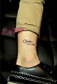 cute little fish bones ankle tattoo picture