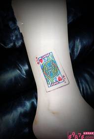 poker red heart j ankle tattoo picture