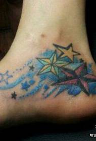 girl's foot good looking five-pointed star and five-pointed star tattoo pattern