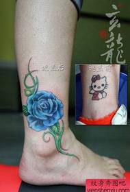 female ankle beautiful classic color rose tattoo pattern