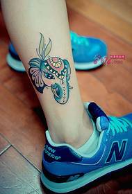 Colored Elephant Elephant Ankle Tattoo picture