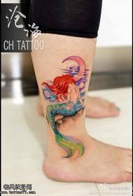 ankle color splash ink mermaid tattoo picture