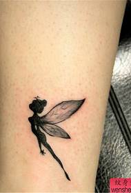 纹身秀图吧推荐一幅脚踝天使精灵纹身图案