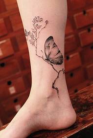 tattoo on the butterfly feet on the flower branch  48697 - girls feet small fresh cat tattoo pattern pictures