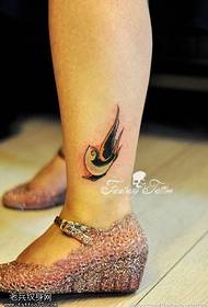 Female Ankle Color Swallow Tattoo Picture