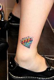 moda tornozelo feminino cor bonita diamante tatuagem imagem imagem
