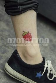 small fresh feet colored strawberry tattoo pattern