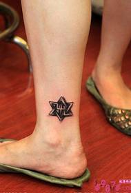 creative hexagonal star ankle tattoo picture
