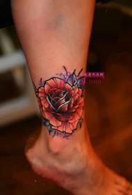 Colored Flower Ankle Tattoo Picture