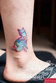 La barra d'espectacles de tatuatges recomanava un patró de tatuatges de gats estrellats