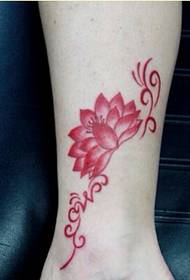 personal ankle bèl koulè lotus tattoo modèl foto