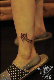 Female Ankle Color Small Fresh Key Tattoo Pattern