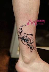 black gray lotus ankle tattoo picture