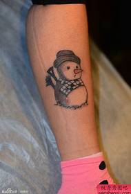 picior drăguț desen animat mic model de tatuaj om de zăpadă